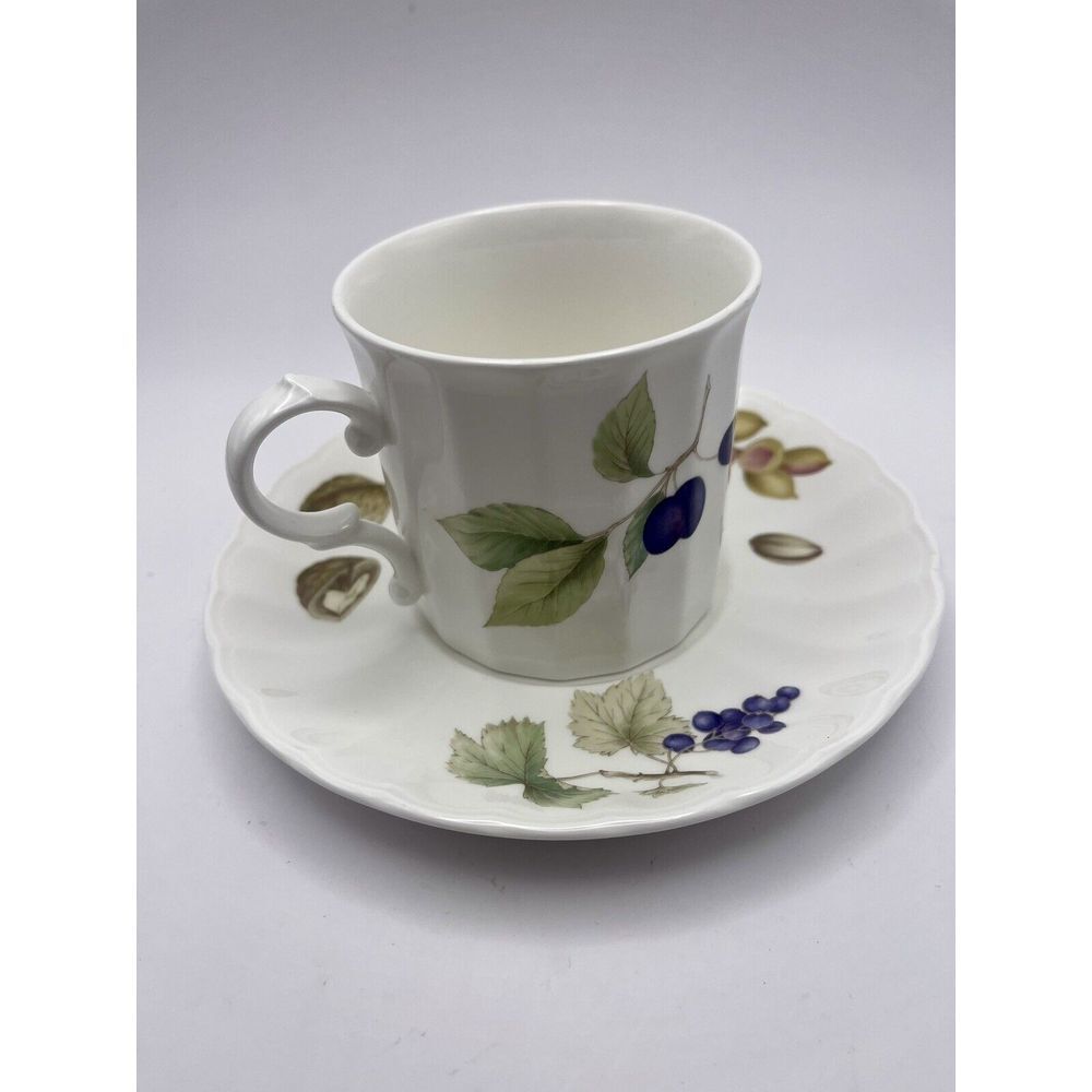 Mikasa Belle Terre‎ Coffee Tea Cup And Saucer Set Vintage Fruit Nuts Floral